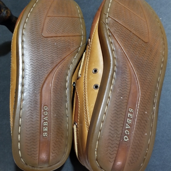 Sebago Dockside Leather Boat Slip On Casual Shoes Rust Tan Sz 7.5 - Picture 8 of 14